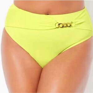 New High Waisted Bikini
Bottom with Gold Accent Plus Size 24 3X Swim brief